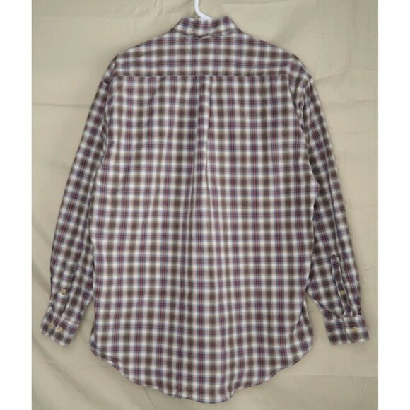 Vintage Tommy Hilfiger Button Up Shirt Long Sleeve Brown Plaid Men's Medium - Picture 7 of 11